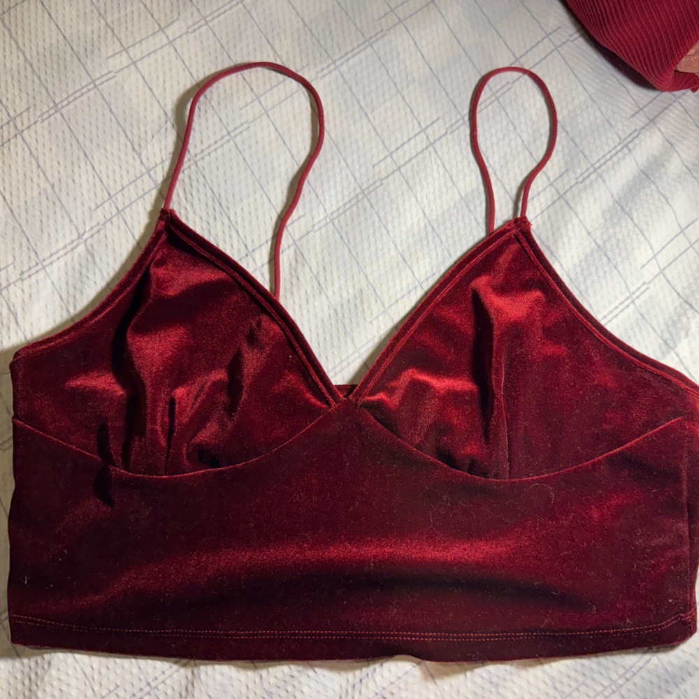 Elegant Velvet Bralette in Rich Burgundy